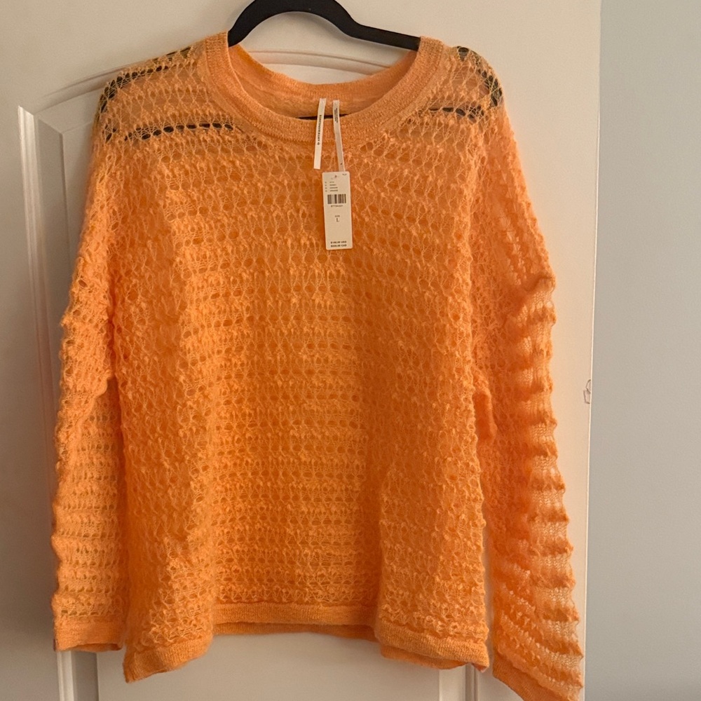 Anthropologie Vibrant Orange Crew Neck Sweater